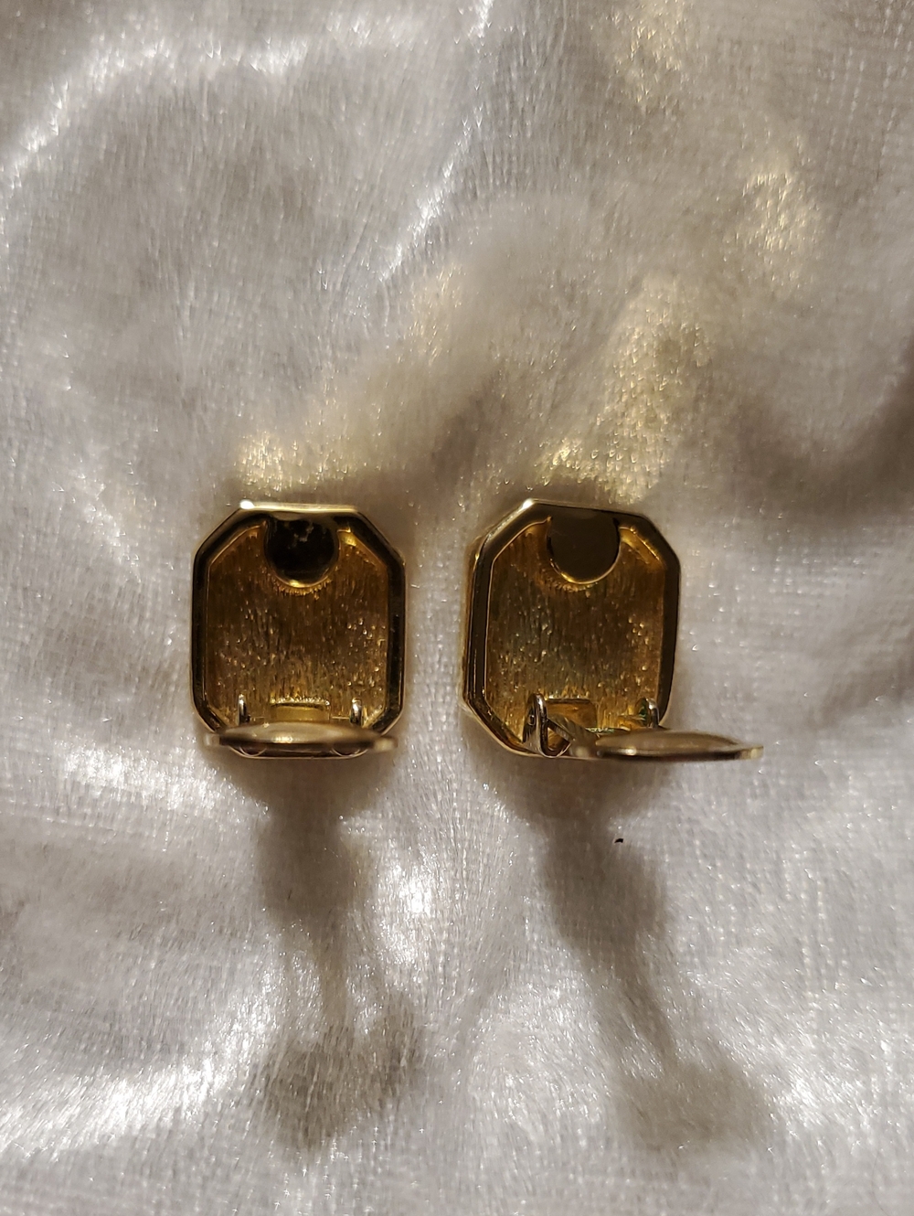 Vintage CHRISTIAN DIOR Signed CLIP ON GOLD BLACK ONYX Earrings - Picture 8 of 10